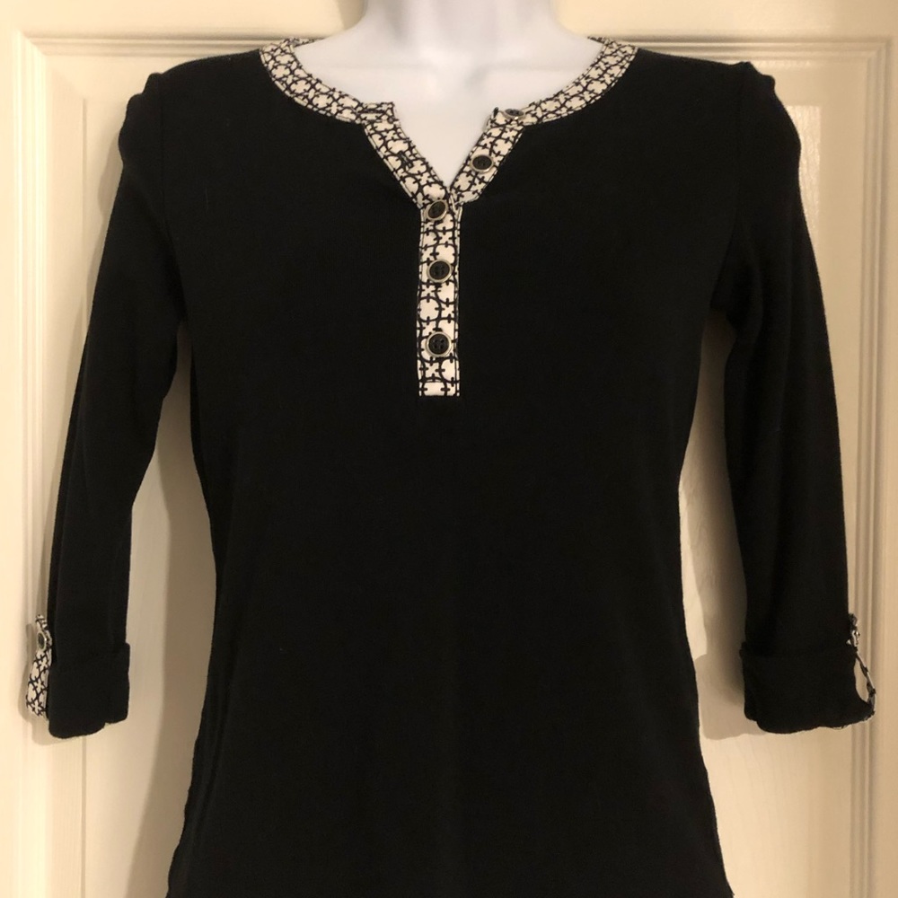 Karen Scott Black and White Top